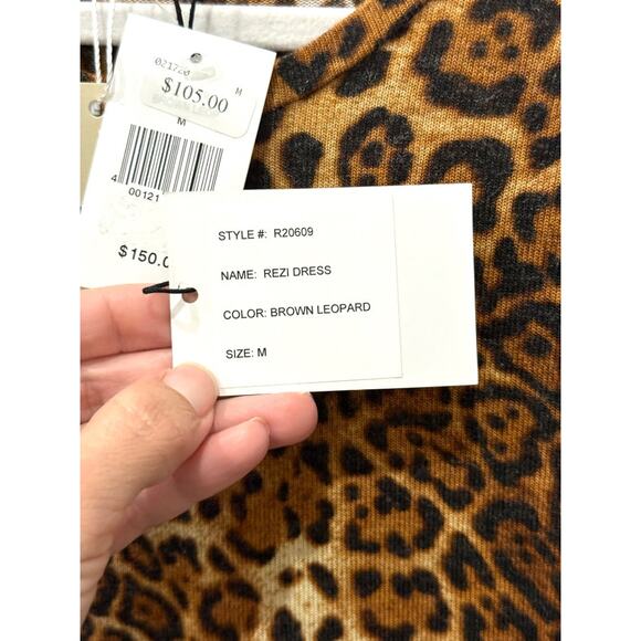 NWT Generation Love Puffed Sleeve Rezi Dress Brown Leopard Women's Size Medium - Picture 4 of 5